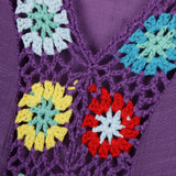 Maxbell Kids Girls Summer Swimwear Beach Coverup Crochet V Neck Loose Dress 80cm Purple