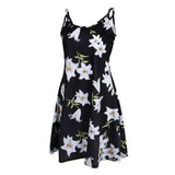 Maxbell Women's Summer Sleeveless Adjustable Strappy Floral Swing Dress Flower1 M