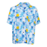Maxbell Men Hawaiian Stag Beach Hawaii Aloha Shirt Party Summer Shirt L Light blue