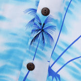 Maxbell Men Hawaiian Stag Beach Hawaii Aloha Shirt Party Summer Shirt L Light blue