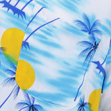 Maxbell Men Hawaiian Stag Beach Hawaii Aloha Shirt Party Summer Shirt L Light blue