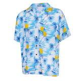 Maxbell Men Hawaiian Stag Beach Hawaii Aloha Shirt Party Summer Shirt L Light blue