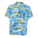 Men Hawaiian Stag Beach Hawaii Aloha Shirt Party Summer Shirt L Blue yellow