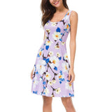 Maxbell Women's Casual Dress Sleeveless Floral Flare Beach Sundress S Purple
