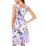 Maxbell Women's Casual Dress Sleeveless Floral Flare Beach Sundress S Purple