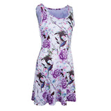 Maxbell Women's Casual Dress Sleeveless Floral Flare Beach Sundress S Purple