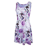 Maxbell Women's Casual Dress Sleeveless Floral Flare Beach Sundress L Purple