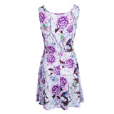 Maxbell Women's Casual Dress Sleeveless Floral Flare Beach Sundress L Purple