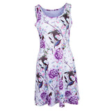 Maxbell Women's Casual Dress Sleeveless Floral Flare Beach Sundress L Purple