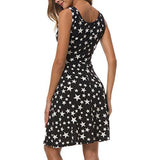 Maxbell Women's Casual Dress Sleeveless Floral Flare Beach Sundress S Star