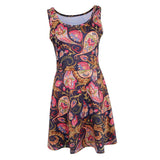 Maxbell Women's Casual Dress Sleeveless Floral Flare Beach Sundress L Multicolor