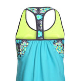 Maxbell Women Modest Tank Top Swimwear Floral T Back Vest Tankini Tops L Green