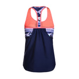 Maxbell Women Modest Tank Top Swimwear Floral T Back Vest Tankini Tops L Navy blue
