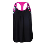 Maxbell Women Modest Tank Top Swimwear Floral T Back Vest Tankini Tops M Black