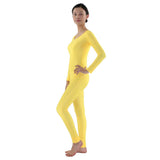 Maxbell Adult Spandex Bodysuit Catsuit Dance Costume Stretch Unitard Jumpsuit Yellow L