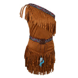 Maxbell Women Tassel Suede Indian Costume Native America PrincessPocahontas Outfit XL