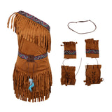 Maxbell Women Tassel Suede Indian Costume Native America PrincessPocahontas Outfit XL