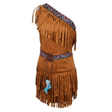 Maxbell Women Tassel Suede Indian Costume Native America PrincessPocahontas Outfit XL