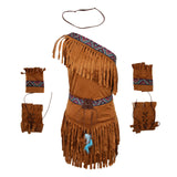 Maxbell Women Tassel Suede Indian Costume Native America PrincessPocahontas Outfit XL