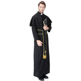 Maxbell Halloween Priest Cosplay Outfit Women Men Cape Coat Religious Costume Set M