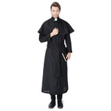 Maxbell Halloween Priest Cosplay Outfit Women Men Cape Coat Religious Costume Set M
