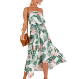 Maxbell Women's Summer Floral Boho Beach Swing Long Maxi Boob Tube Dress White S