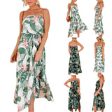 Maxbell Women's Summer Floral Boho Beach Swing Long Maxi Boob Tube Dress White S