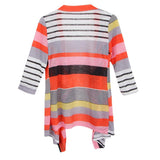 Maxbell Women's 3/4 Sleeve Irregular Stripe Open Front Shawl Kimono Cardigan Red M