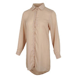 Maxbell Solid Long Sleeves Button Down Chiffon Shirt Dress Blouse XL Khaki