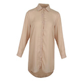 Maxbell Solid Long Sleeves Button Down Chiffon Shirt Dress Blouse XL Khaki