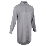Maxbell Solid Long Sleeves Button Down Chiffon Shirt Dress Blouse S Gray