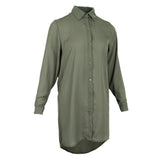 Maxbell Solid Long Sleeves Button Down Chiffon Shirt Dress Blouse S Deep Green