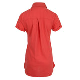 Maxbell Women Summer Short Sleeve Solid Button Down Shirt Midi Dress Top XL Red