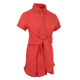 Maxbell Women Summer Short Sleeve Solid Button Down Shirt Midi Dress Top XL Red