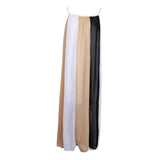 Maxbell Women's Spaghetti Strap Striped Chiffon Beach Wear Long Maxi Dress Khaki XXL