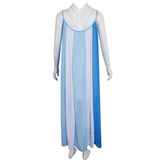 Maxbell Women's Spaghetti Strap Striped Chiffon Beach Wear Long Maxi Dress Blue M