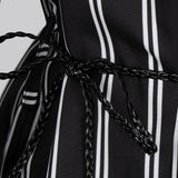 Maxbell Women's Summer Off Shoulder Long Sleeve Stripe Loose Short Dress Black M