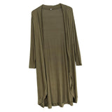 Maxbell Women's Solid Knit Open Front Long Sleeve Coat Cardigan Sweater Green S