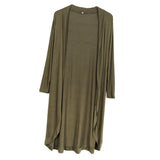 Maxbell Women's Solid Knit Open Front Long Sleeve Coat Cardigan Sweater Green M
