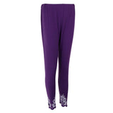 Maxbell Women's Solid Capri Leggings Sports Yoga Running Fitness Pants Plus Size Purple 4XL