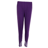 Maxbell Women's Solid Capri Leggings Sports Yoga Running Fitness Pants Plus Size Purple 4XL