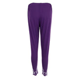 Maxbell Women's Solid Capri Leggings Sports Yoga Running Fitness Pants Plus Size Purple 4XL