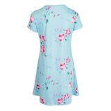 Maxbell Casual Floral Flare Dress Short Sleeve A line Loose Fit Pockets M Green