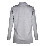 Maxbell Women Long Sleeve Irregular Pile Collar Loose Pullover Shirt Gray L