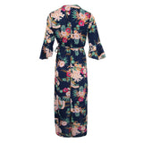Maxbell Women's Summer Beach Floral V Neck High Split Wrap Long Maxi Dress Navy XL