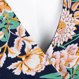 Maxbell Women's Summer Beach Floral V Neck High Split Wrap Long Maxi Dress Navy XL