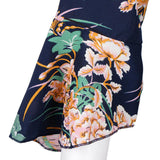 Maxbell Women's Summer Beach Floral V Neck High Split Wrap Long Maxi Dress Navy XL