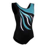 Maxbell Shiny Crystal Girls Ballet Dance Gymnastics Leotards Tank 13-14 Years Blue
