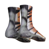 3D Animal Printed Paw Crew Socks Unisex Funny Fashion Adult Socks Tiger