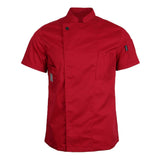 Maxbell Unisex Short Sleeves Chef Jacket Waiter Coat Cooks Uniform Apparel 3XL Red